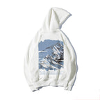 Autumn Snow Mountain Graphic Oversized Hoodie for Men | Streetwear
