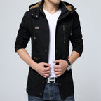 New Men's Plus Velvet Trench Coat for Autumn/Winter