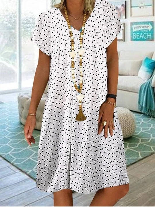 Summer Women's Casual V-Neck Polka Dot Dress 2023