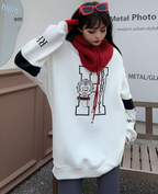 Embroidered Velvet Hooded Sweatshirt for Women | Streetwear