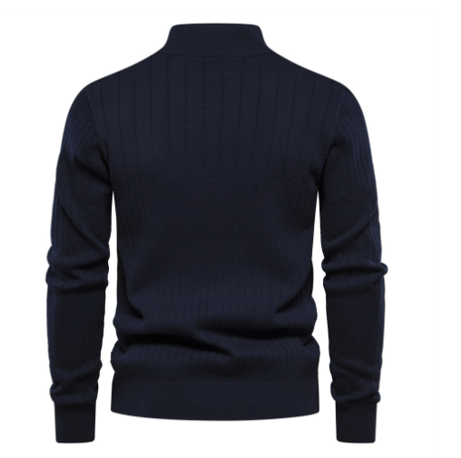 Men's Solid Color Half-Zip Stand Collar Sweater