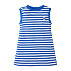 Navy Blue Striped Sleeveless T-Shirt Dress | Streetwear