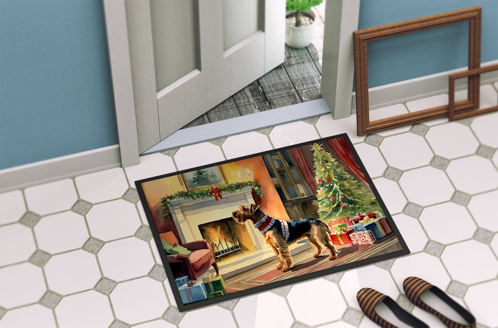 Airedale Terrier Cozy Christmas Doormat