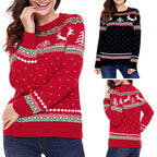 2019 Women's Crew Neck Christmas Reindeer Sweater