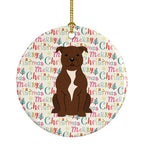 Merry Christmas Staffordshire Bull Terrier Chocolate Ceramic Ornament