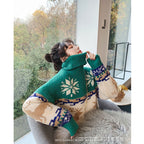 Women's Christmas Turtleneck Sweater - Oversized Style