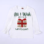 Girls' Christmas Outfit Set with Long Sleeve T-Shirt & Tulle Skirt