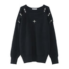 Korean Style Knitted Sweater with Metal Buckle Design