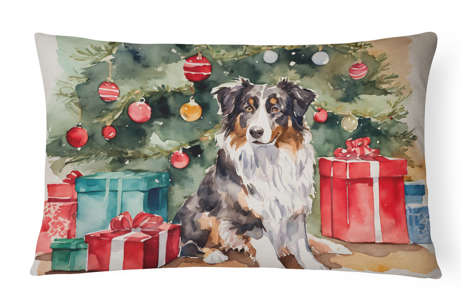 Australian Shepherd Christmas Throw Pillow