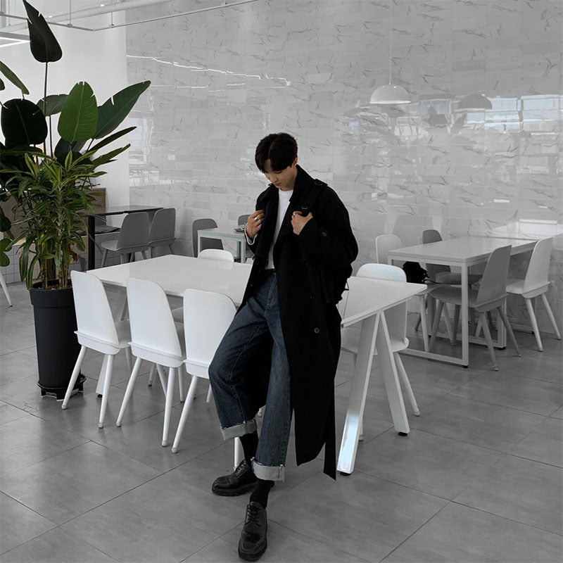 Men's Trendy Mid-Length Loose Woolen Coat