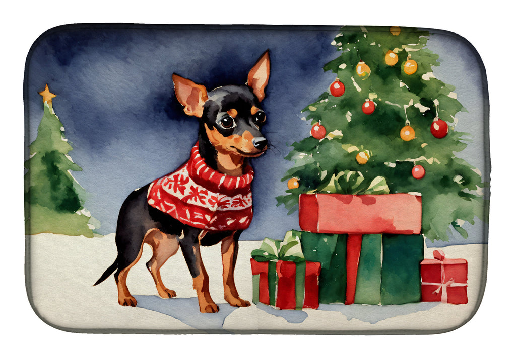 Miniature Pinscher Cozy Christmas Dish Drying Mat