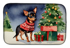 Miniature Pinscher Cozy Christmas Dish Drying Mat