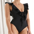 Leopard Print Cutout One-Piece Bikini Swimsuit