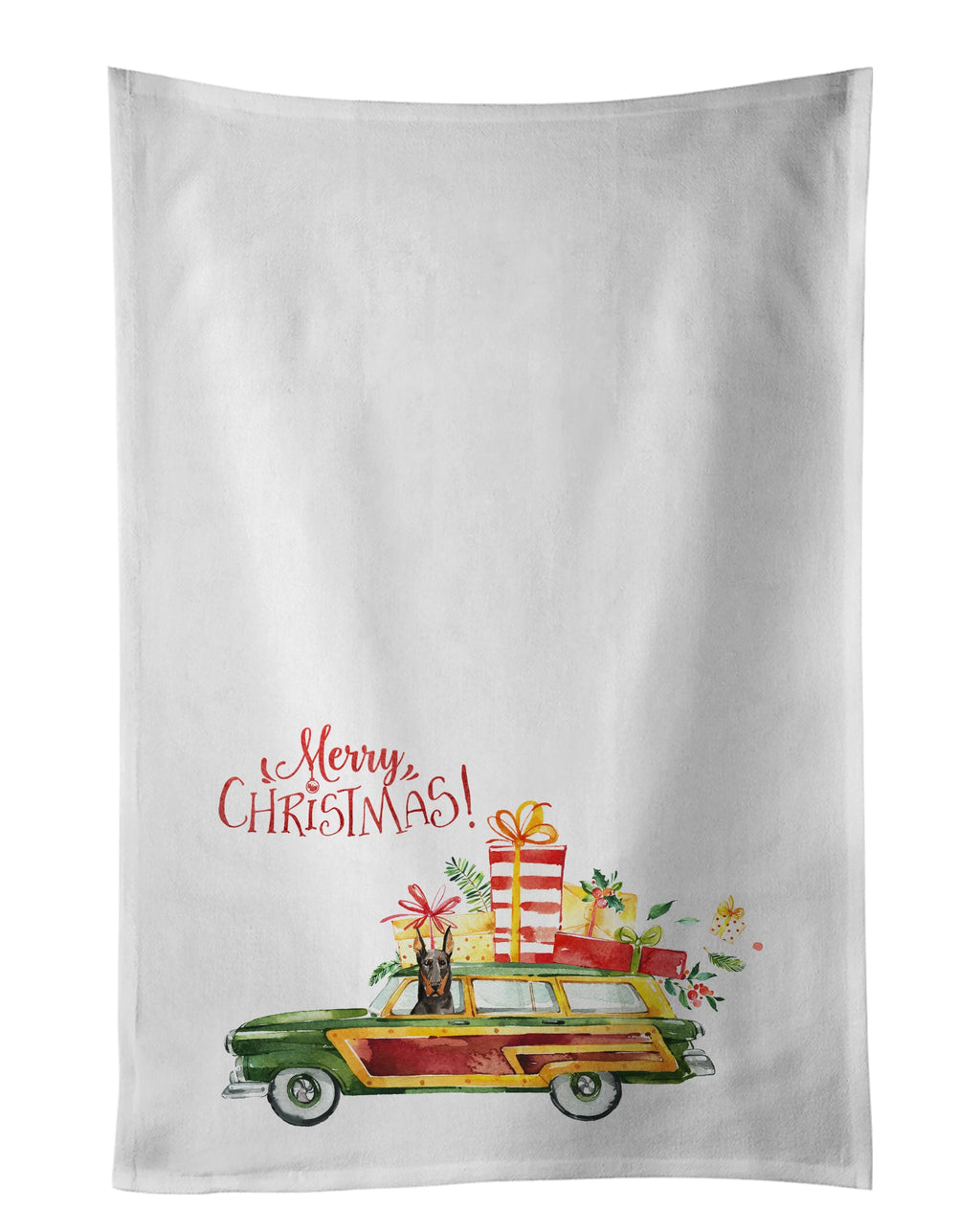 Merry Christmas Doberman Pinscher Kitchen Towel Set of 2