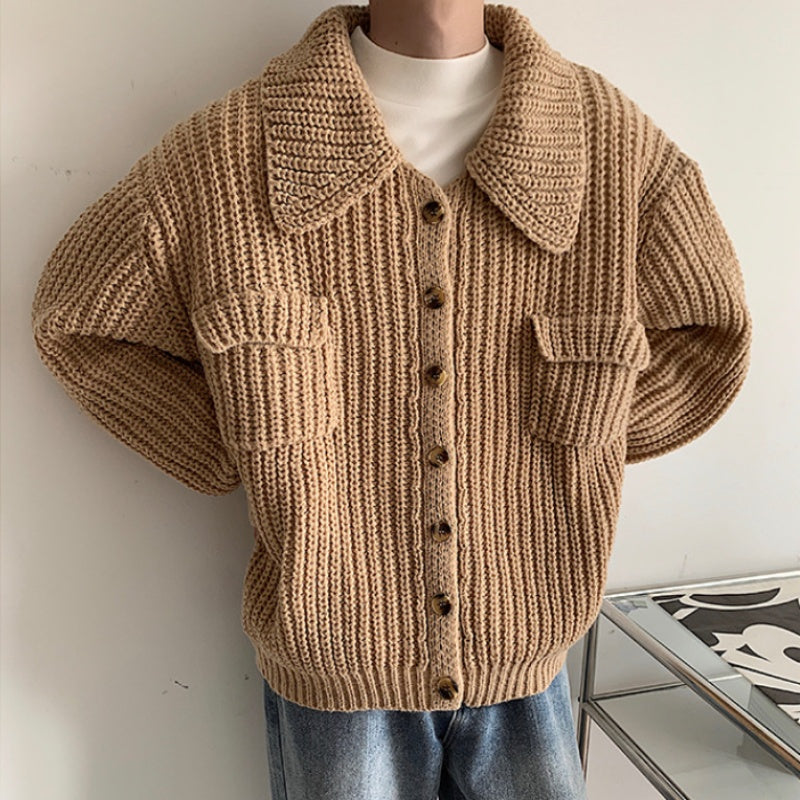 Men's Retro Single-Breasted Lapel Cardigan Sweater