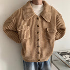 Men's Retro Single-Breasted Lapel Cardigan Sweater