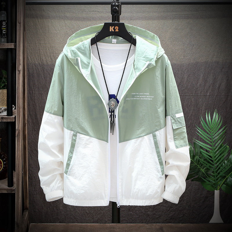 Men's Summer Thin Breathable Sunscreen Hooded Jacket