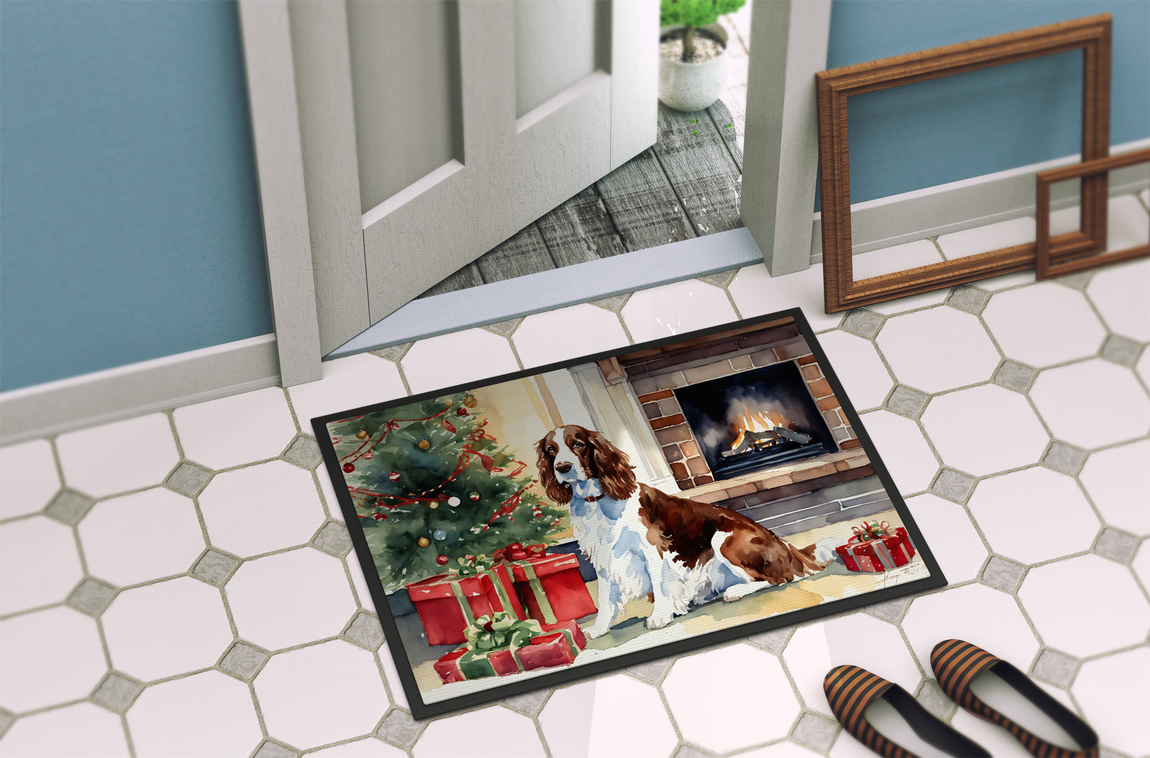 Welsh Springer Spaniel Cozy Christmas Doormat