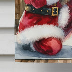 Black Pug and Santa Claus House Flag