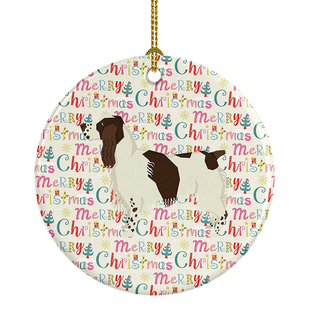 English Springer Spaniel Merry Christmas Ceramic Ornament