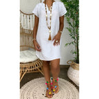 Women's Short Sleeve V-Neck Dress for Autumn/Summer