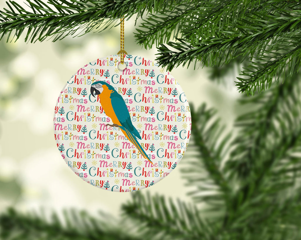 Macaw Christmas Ceramic Ornament