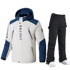 Men's Thick Cotton Color Block Jacket & Pants Set