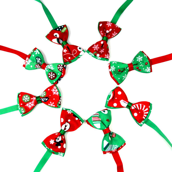 Handmade Christmas Dog Bow Ties - 8 Colors Available