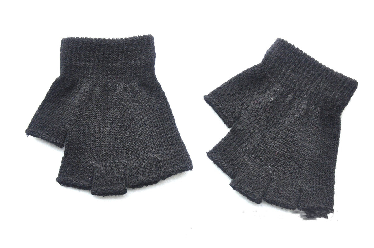 Children's Solid Color Warm Half-Finger Gloves