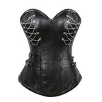 Gothic Leather Steel Court Corset with Zipper