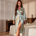 Simple Ice Silk Cardigan Pajamas