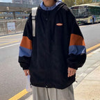 Colorblock Hooded Zipper Men's Long Sleeve Jacket