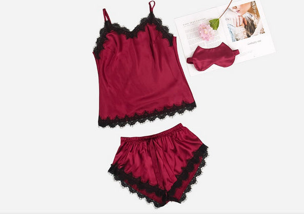Lace Trimmed Women's Lingerie Pajama Set (Multiple Colors)