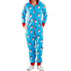 Christmas Snowman Striped Print Family Pajama Jumpsuit