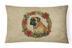 Mastiff Christmas Flowers Throw Pillow