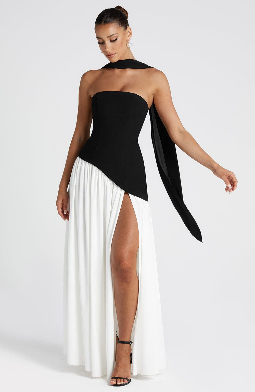 Color Block Off-Shoulder Tube Top Dress
