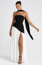 Color Block Off-Shoulder Tube Top Dress