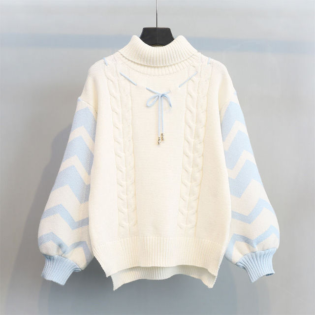 Kawaii Knitwear Sweater with Lantern Sleeves for Women