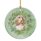 Cocker Spaniel Golden Christmas Wreath Ceramic Ornament