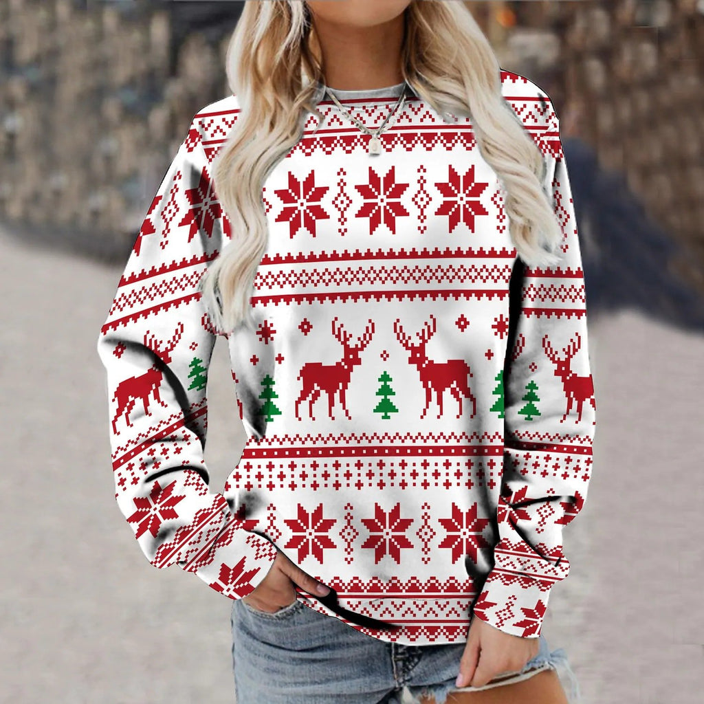 Women's Long Sleeve Printed Fashion Sweater