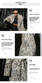 Women's Leopard Print Faux Fur Hooded Coat