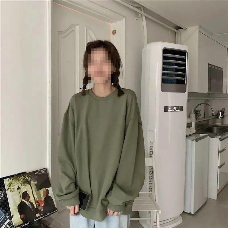 Korean Style Solid Color Loose Pullover Sweater | Streetwear