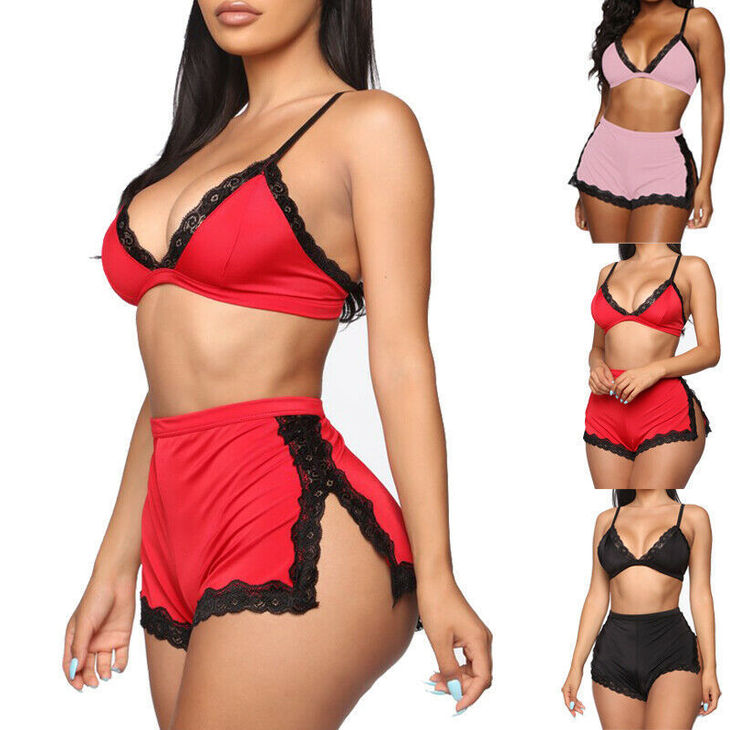 Women's Deep V-Neck Lace Lingerie and Sleepwear