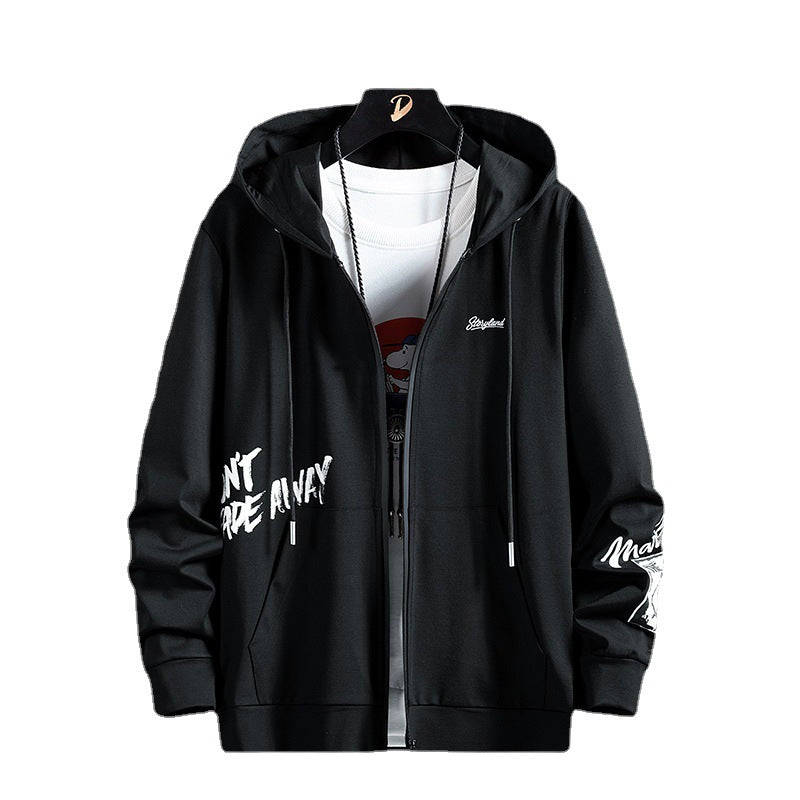 Men's Casual Hooded Cardigan Sweater for Spring/Fall