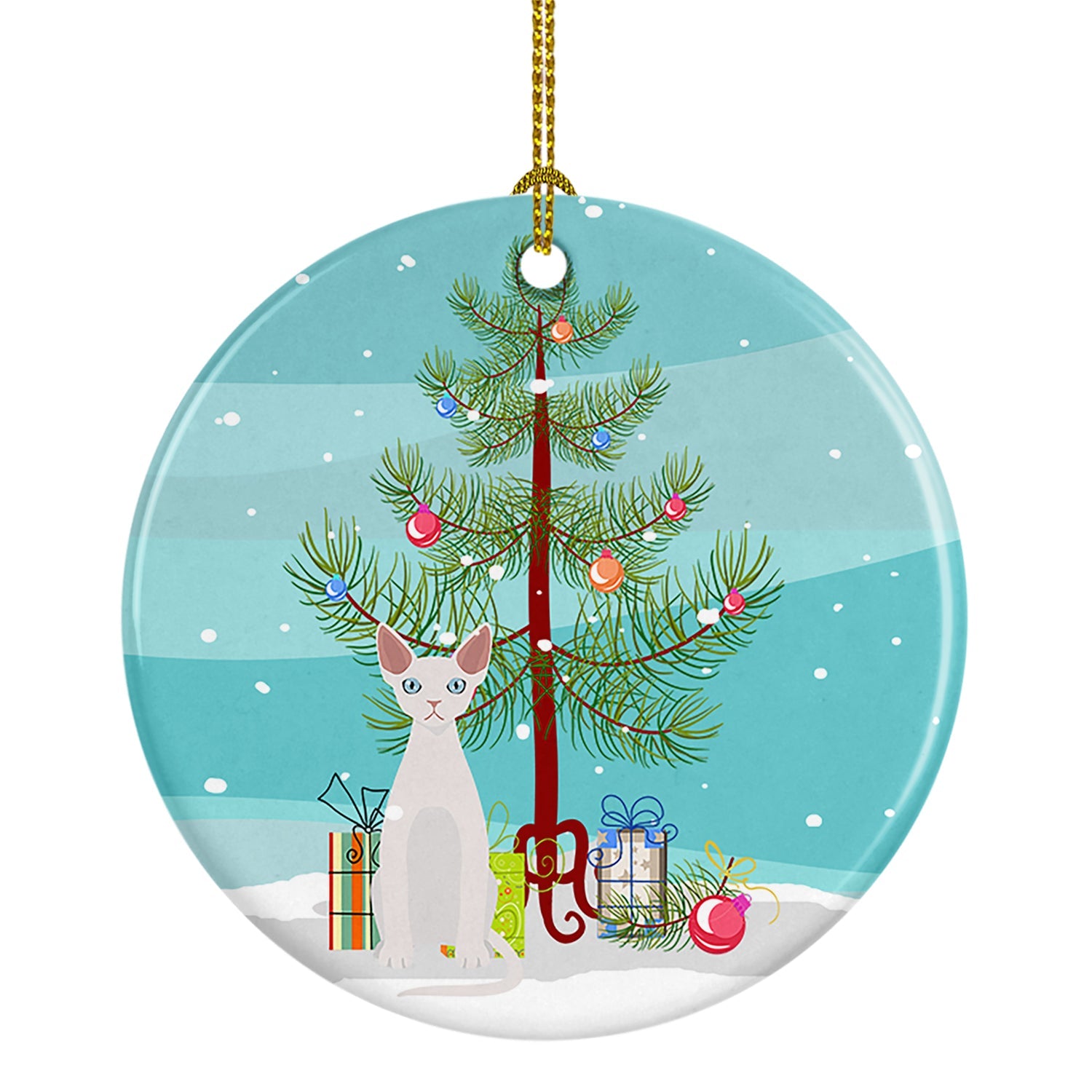 Devon Rex Cat Christmas Ceramic Ornament