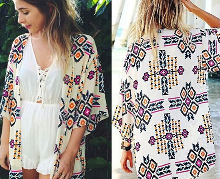 Chiffon Cover-Up, Bikini Jacket, Loose Kimono Shirt