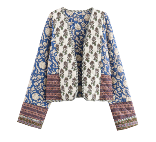 Reversible Printed Quilted Cotton Coat Jacket (One Piece)