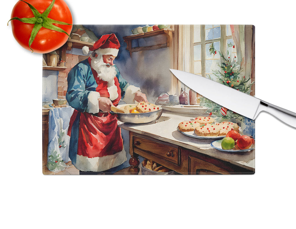 Cookies with Santa Claus Babbo Natale Glass Cutting Board