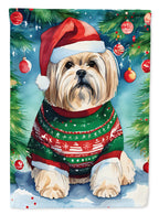 Lhasa Apso Christmas House Flag