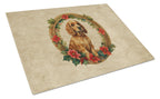 Cocker Spaniel Christmas Flowers Glass Cutting Board